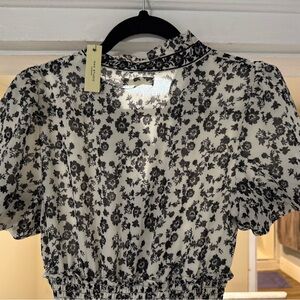 Max Studio Black and White Floral Midi Dress